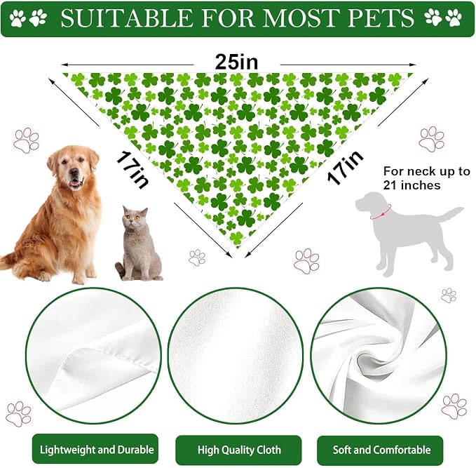 St. Patrick's Day Dog Bandana, 2 Pack Adjustable Holiday Party Pets Saint - Image 3