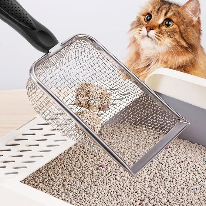 Cat Litter Scoop, Sturdy Litter Cleaner Corner Shovel, Stainless Steel Mesh - Image 6