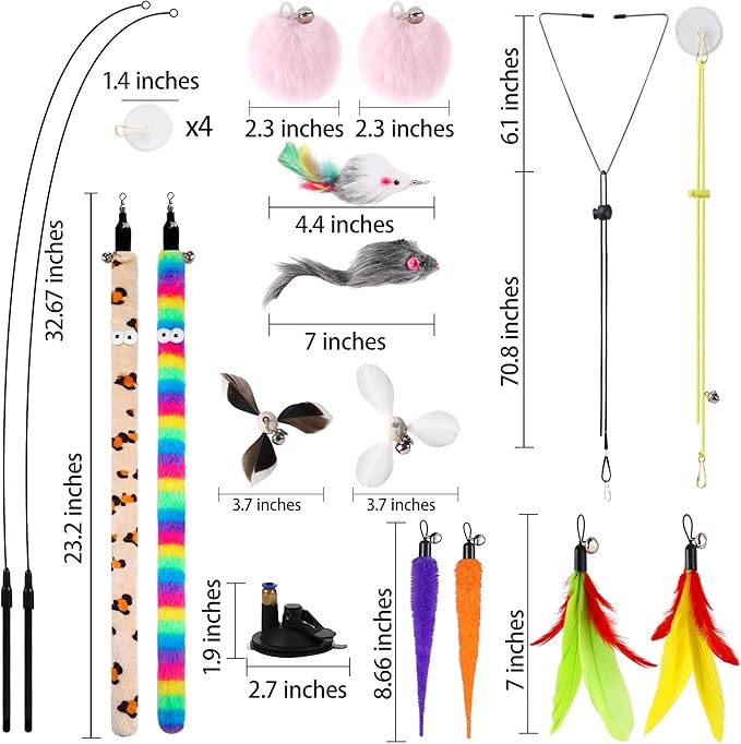 Soarer 4-in-1 Interactive Cat Feather Toys, Enhanced Suction Cup Cats Wand Toy - Image 5