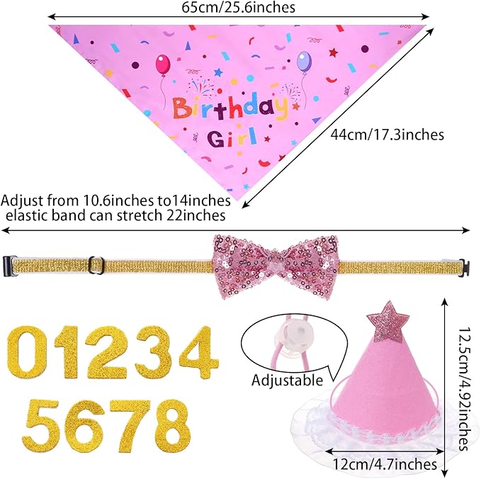 hoyuwak Dog Birthday Party Supplies Girl Boy Dog Birthday Bandana Bow Hat - Image 2