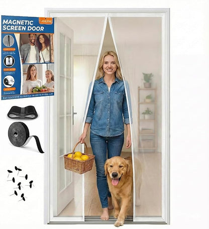 Premium Magnetic Screen Door, Heavy-Duty Reinforced Mesh, Ultra-Dense Weave by CANLENE