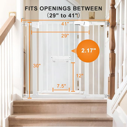 FURTIME 29"-41" Baby Gate with Cat Door Adjustable, Auto Close Dog Gate - Image 5