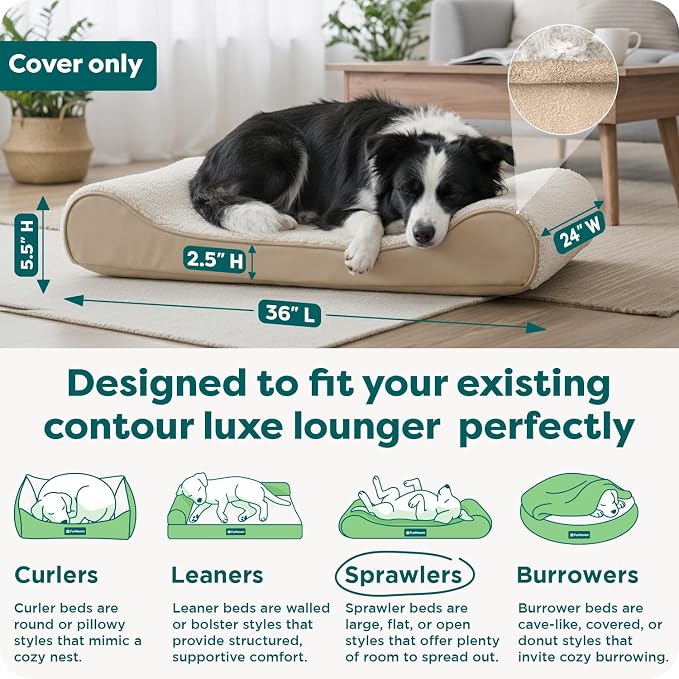 FurHaven Replacement Dog Bed Cover, Contour Luxe Lounger Design, Soft & - Image 3