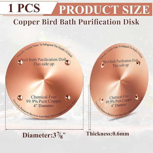 1 Pcs Bird Bath Copper Disk, 0.6mm Thick Reinforced 99.99% Pure Copper Birdbath - Image 2