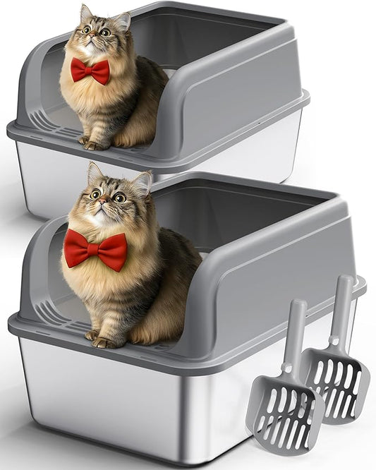 Stainless Steel Cat Litter Box, Metal Litter Box by Powools