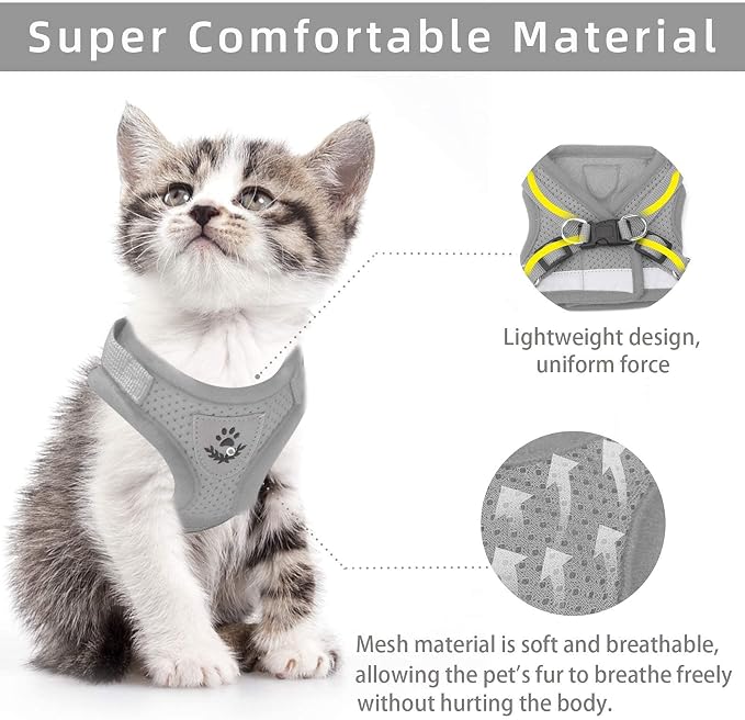 Gray X-Small Adjustable Breathable Reflective Harness - Image 2