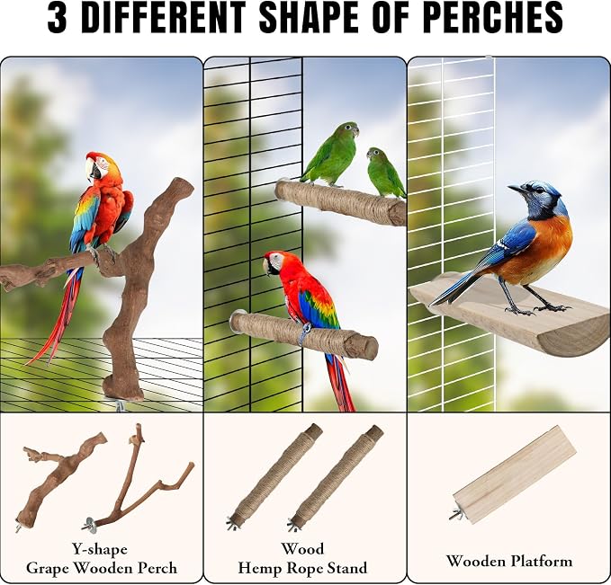 REHALY Large Bird Perch Stand, Paw Grinding Forks, Stand & Toys - Image 4