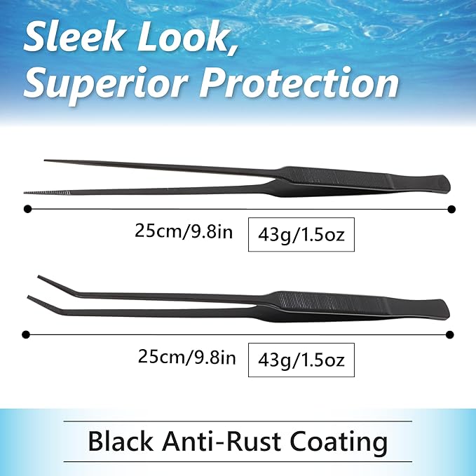 Long Tweezers for Aquascaping, 2 Pack 25cm / 9.8in Fine Tip 1mm – Tools for - Image 3