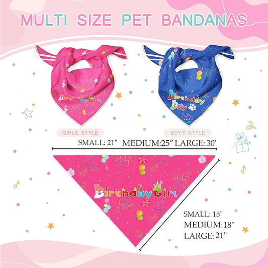 Birthday Dog Bandanas Girl, Cat Dogs Triangle Pet Scarves - Image 2
