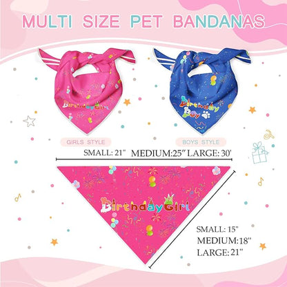 Birthday Dog Bandanas Girl, Cat Dogs Triangle Pet Scarves - Image 2