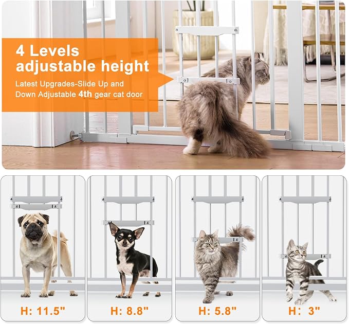 FURTIME 29"-41" Baby Gate with Cat Door Adjustable, Auto Close Dog Gate - Image 2