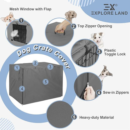 Explore Land Dog Crate Cover Heavy Duty Polyester Pet Kennel Sunshade Universal - Image 3
