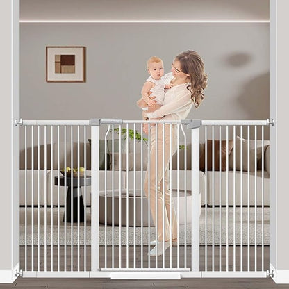 60.2"-65.7" Baby Gates Extra Wide, 40.5" Tall Dog Gate Indoor, Walk Through Pet by FlowerFrail