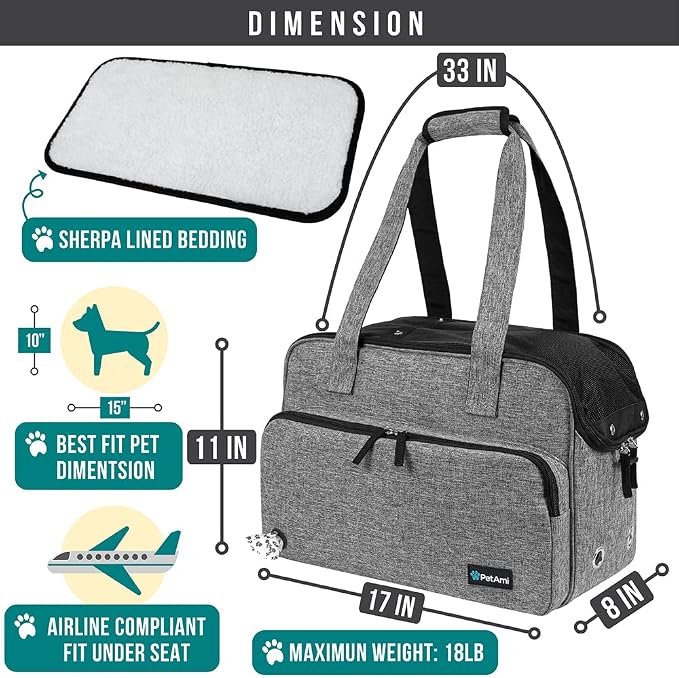 PetAmi Small Dog Purse Carrier, Soft-Sided Pet Carrier Bag - Image 2