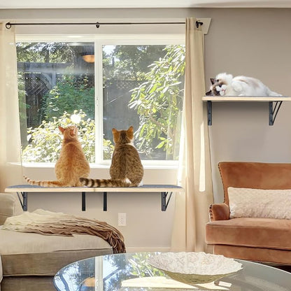 Burlywood Cat Shelves: Set of 4 Wood Cat Furniture Indoors - Image 6