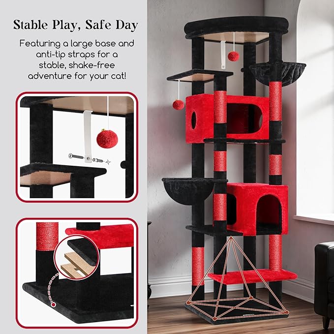 Globlazer Gothic Heavy Duty Cat Tree, 74in Sturdy Goth Cat Tower - Image 5