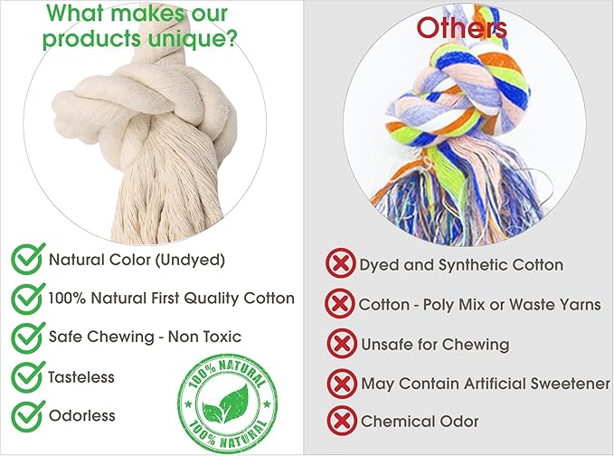 Barida Natural White Cotton Tough Dog Rope Toy - Image 5