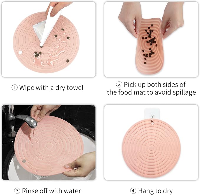Ptlom Pet Food Mat for Dog and Cat Placemat 2 Pcs, Mat for Prevent Food and - Image 7