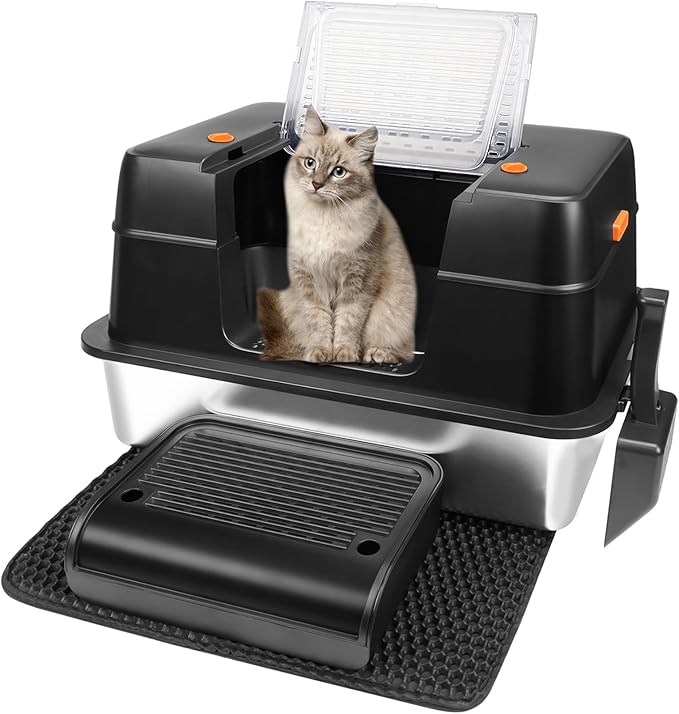 Vivifying Stainless Steel Litter Box, XL Side Entry Extra Large Litter Box - Image 9
