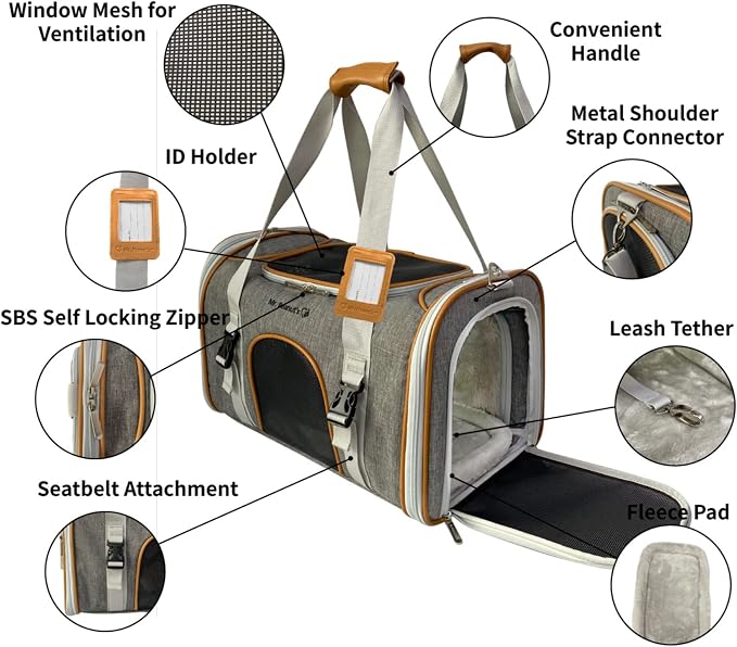 Mr. Peanut's Expandable Airline Approved Soft Sided Pet Carrier, Luxury Travel - Image 4