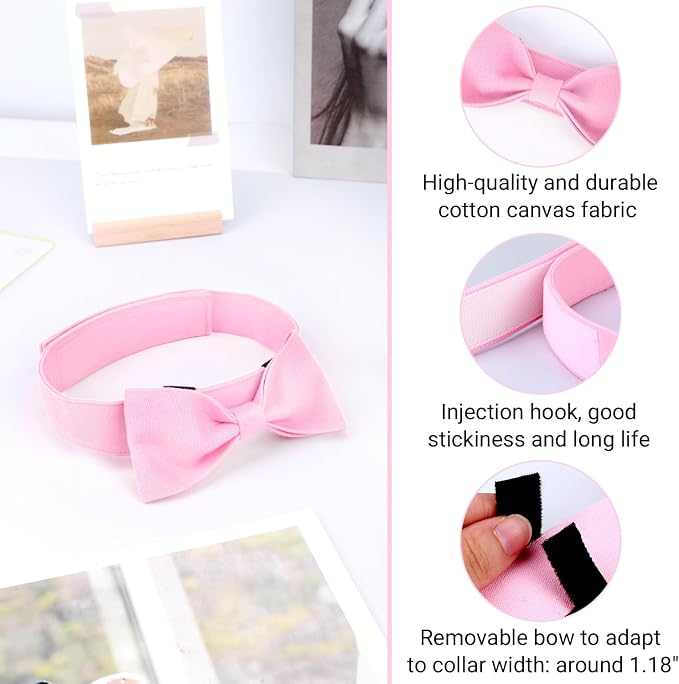 Segarty Dog Bowtie Collar for Neck Girths 12.6-18.1 inch, Adjustable Pink - Image 2