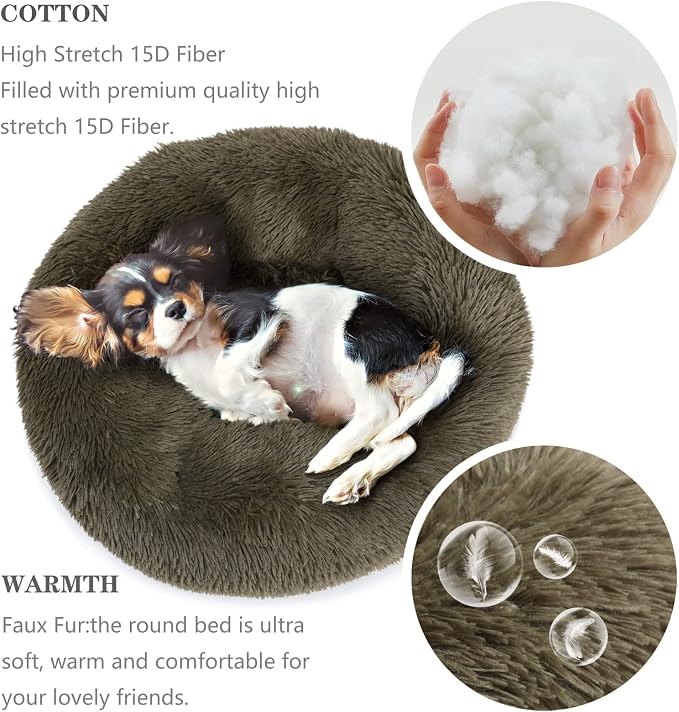 Calming Donut Dogs Beds for Small Dogs Washable, 23inch Plush Round Pet Bed for - Image 4