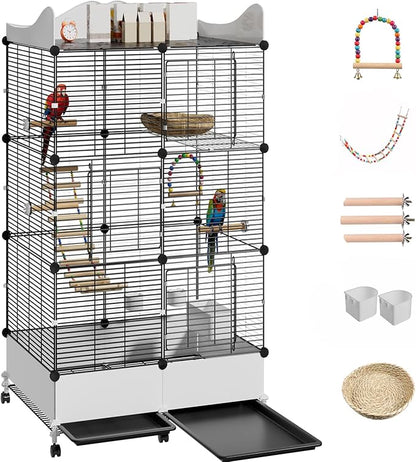 Encrypted Bird Cage Large Bird Cages 57-Inch, Top Storage Space, Bottom Splash by SNAAT