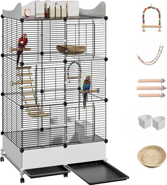 Encrypted Bird Cage Large Bird Cages 57-Inch, Top Storage Space, Bottom Splash by SNAAT