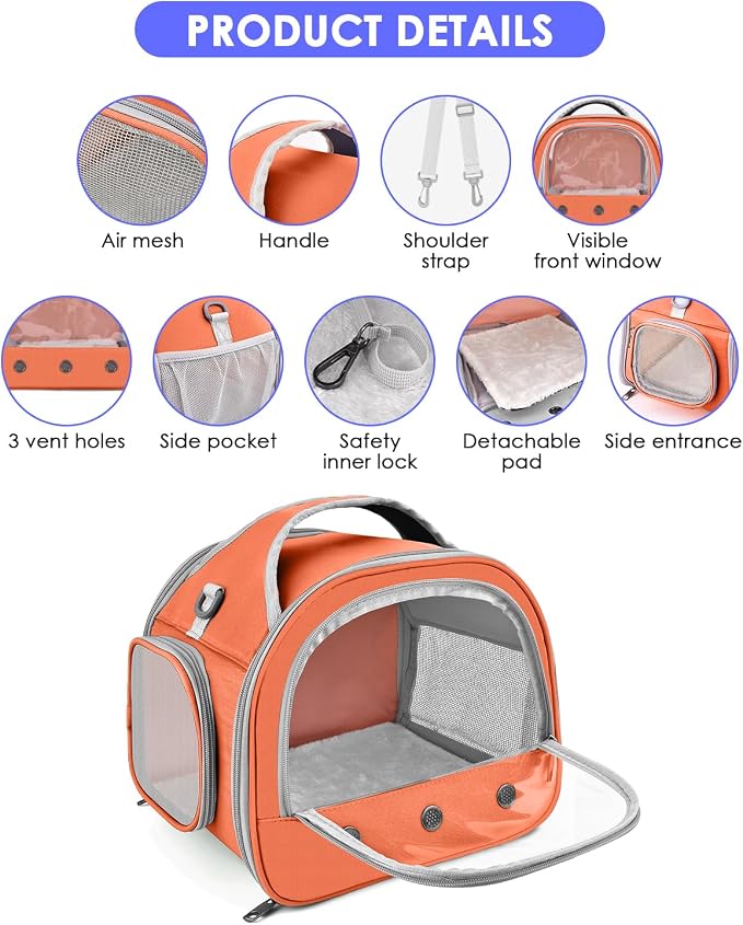 Bissap Bearded Dragon Travel Carrier, Portable Guinea Pig Carrier Bag Tortoise - Image 2