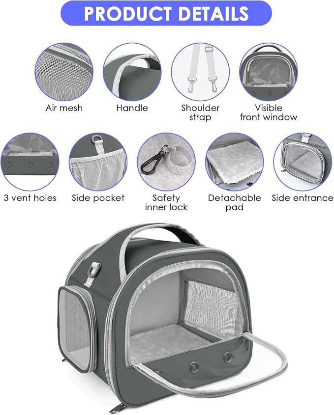 Bissap Bearded Dragon Travel Carrier, Portable Guinea Pig Carrier Bag Tortoise - Image 2