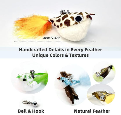 11 PCS Multi-Functional Cat Toy Replacement Heads – Realistic Handmade Bird - Image 2
