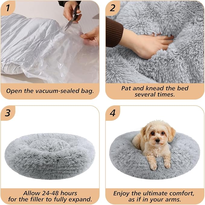 JOLLYVOGUE Calming Dog Bed Medium Size Dog, Anti-Anxiety Donut Medium Pet Bed - Image 8