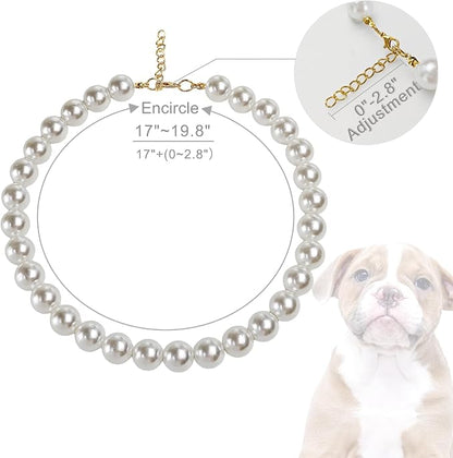 Chunky Pearl Dog Collar Large Breed, Adjustable Dog Necklace, Beaded Dog Collar - Image 2