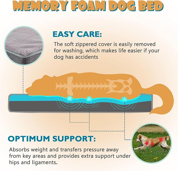 Cooling Dog Beds for Large Dogs, Memory Foam Pet Bed - Image 2