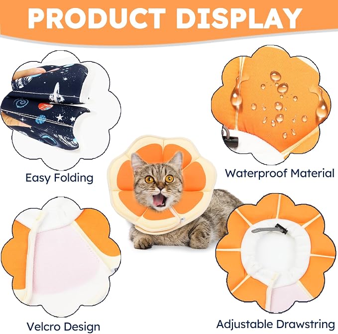 Cat Cone Collar Soft, Waterproof Cat Recovery Collar After Surgery, Adjustable - Image 2