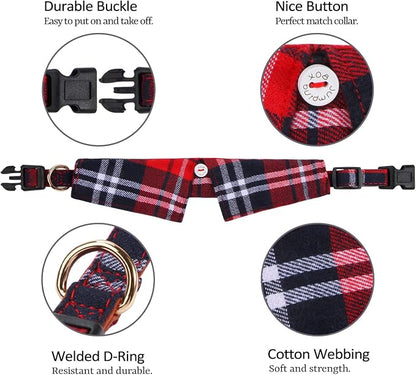 Faleela Cotton Plaid Shirt Style Dog Collar Soft Cute, Boy Dog Collar - Image 2