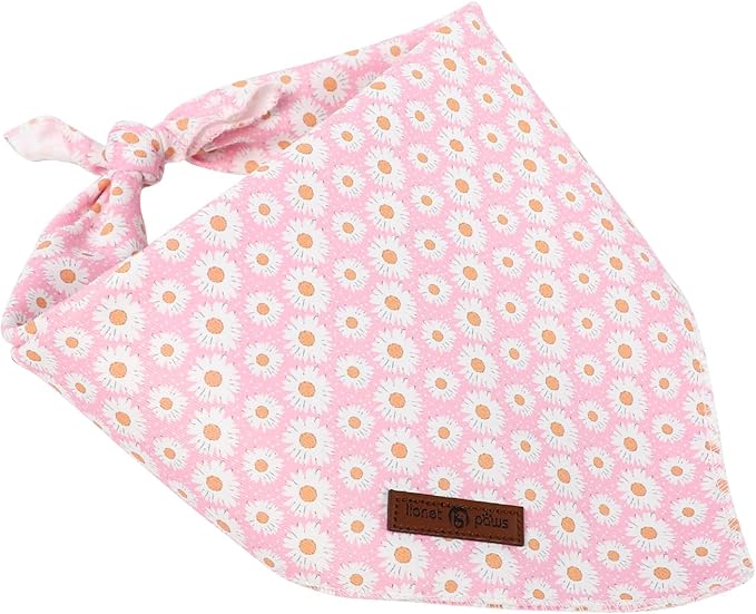 Lionet Paws Spring Daisy Dog Bandana Washable Cotton Handkerchief Scarf - Image 5