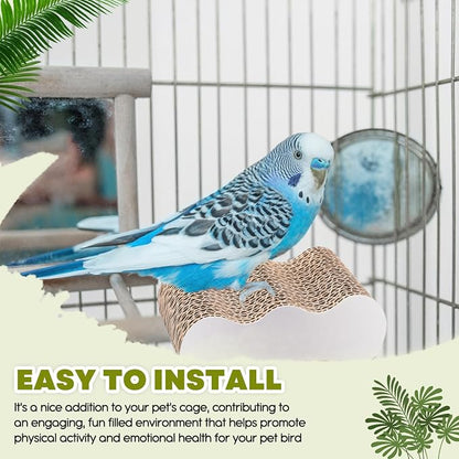 2-Piece Bird Platforms for Macaws, Small Parakeets, Budgies; Brown Corrugated - Image 6