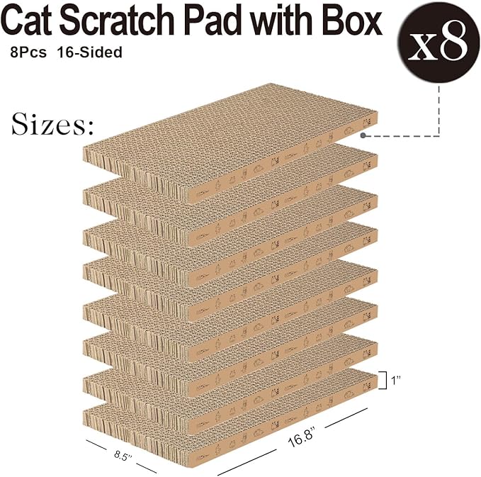 8 Packs in 1 Cat Scratch Pad, Cat Scratcher Cardboard, Reversible, Durable - Image 3