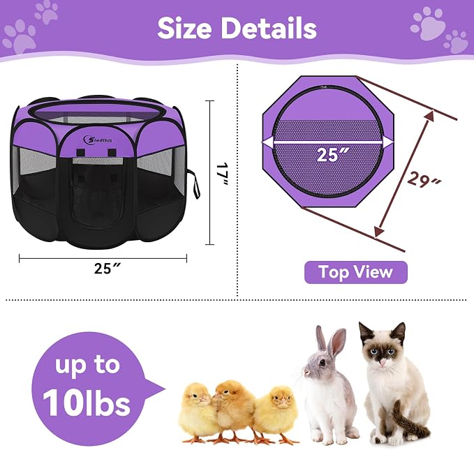 Dog Cat Playpen, Puppy Pet Playpen, Small Dogs Tent Crates Cage Indoor/Outdoor - Image 6