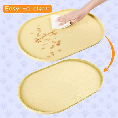 100% Waterproof 0.5" Raised Edge BPA Free Silicone Dog Food Mat, Pet Cat - Image 4