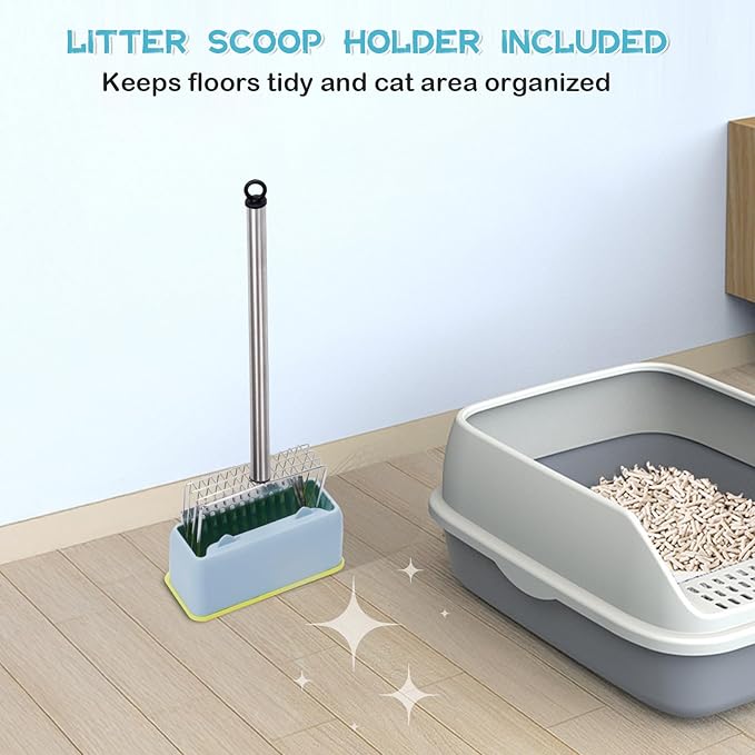 Metal Cat Litter Scoop with Holder Stainless Steel Kitten Poop Scooper - Image 6