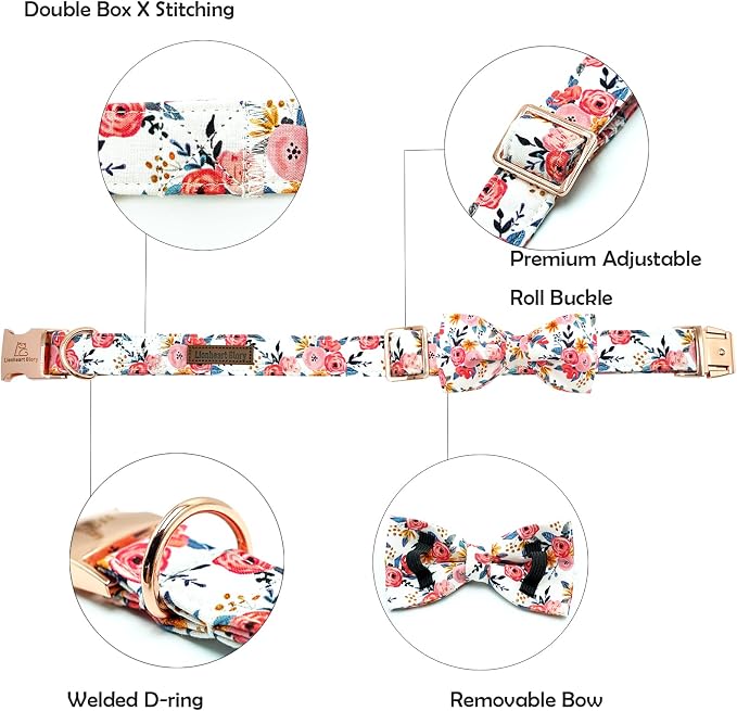 Lionheart glory Dog Collar Bow Collar Floral Dog Collar - Image 2