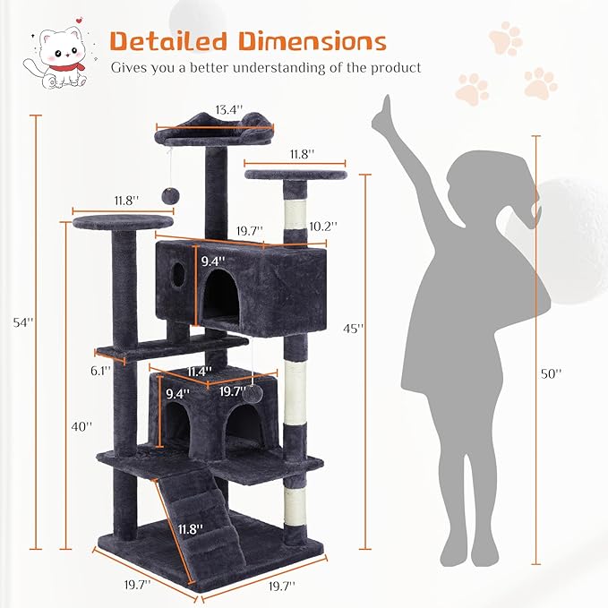Sweetcrispy 54 Inch Cat Tree Tower, Indoor Cat Condo - Image 5