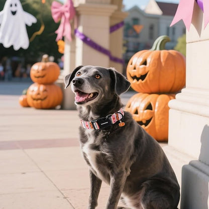 DOGWONG Fall Dog Collar- Pink Halloween Dog Collars Adjustable Classic - Image 4
