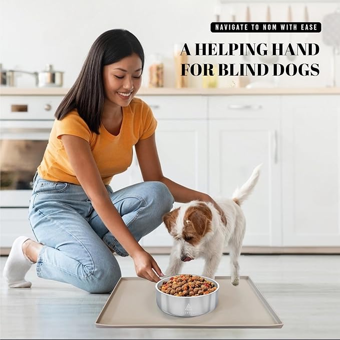 AVERYDAY 100% Waterproof Thicker Silicone Dog Food Mat, 0.63'' Raised Edge Bowl - Image 7