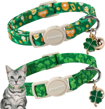 Cat Collar, 2 Pack St.Patrick's Day Cat Collars Breakaway by DOGWONG