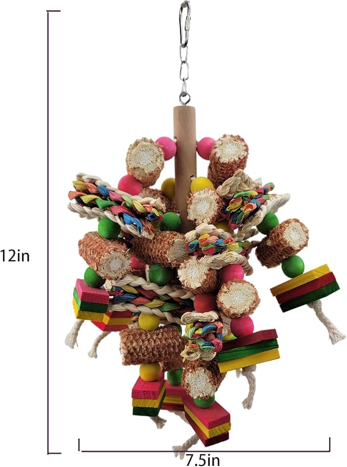Bird Toys, Parrot Toys, Bird Toys Made of Natural Multi-Colored Wooden Blocks - Image 5