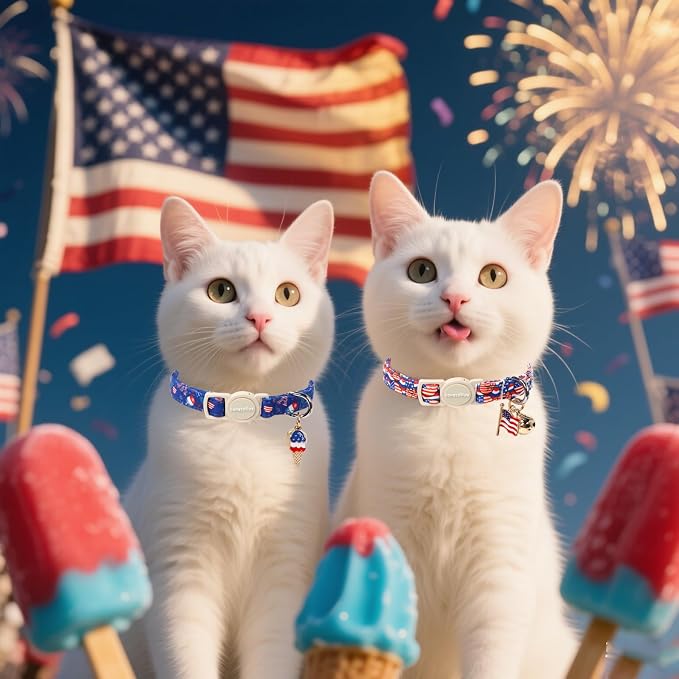 Lionet Paws 2pcs Pack 4th of July Cat Collar, Summer Cat Collars - Image 2