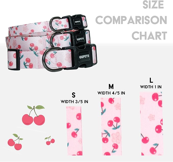 QQPETS Adjustable Soft Dog Collar: Print Flower Pink Multicolor Cute Patterns - Image 4